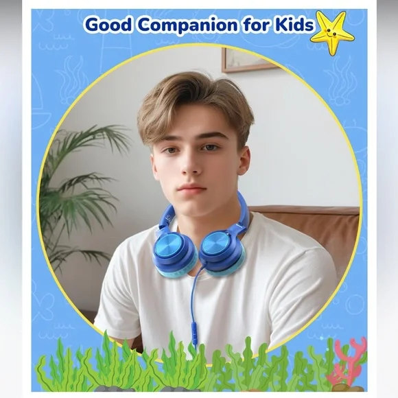 Blue Wired Headphones - Picture 4 of 6